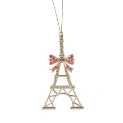Suspension de Noël en métal (H11 cm) Tour Eiffel strass dorée