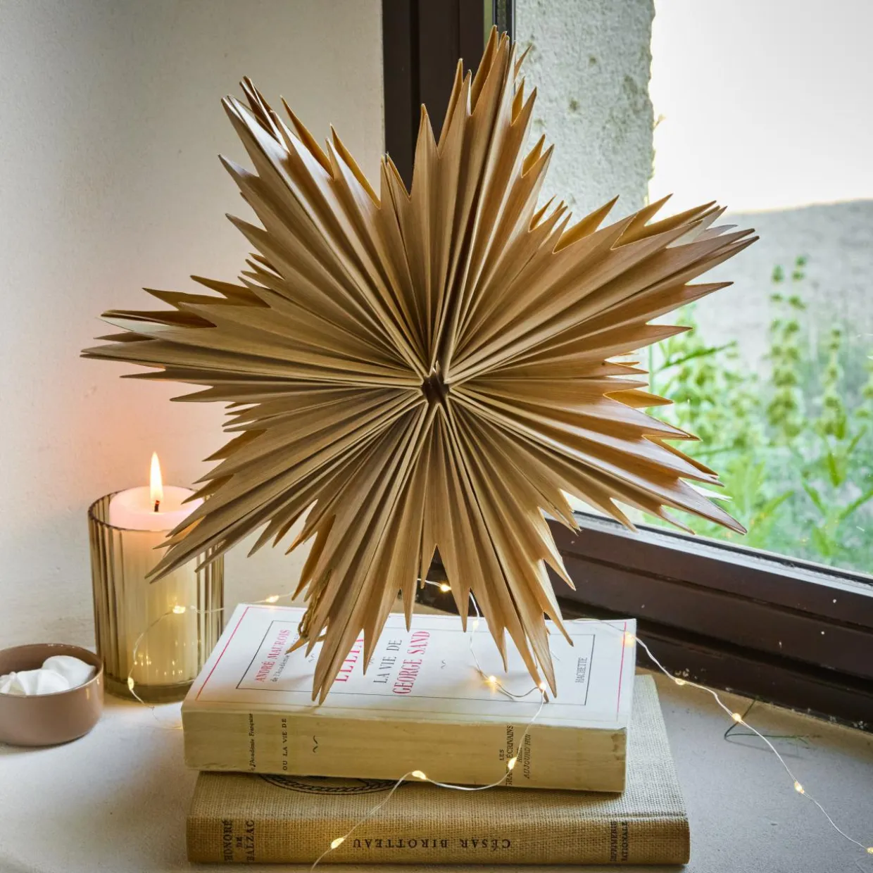 Suspension de Noël en papier (D30 cm) Étoile glacée Naturel