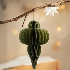 Suspension de Noël en papier (H20 cm) fermeture Magnétique Vert romarin