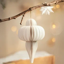 Suspension de Noël en papier (H20 cm) fermeture Magnétique Blanc