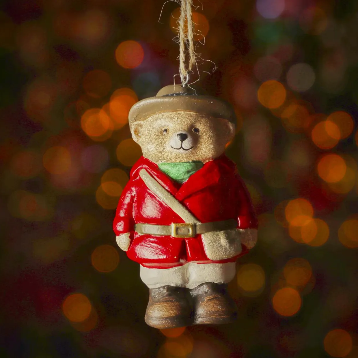 Suspension de Noël en terre cuite (H9 cm) Petit Ours Rouge