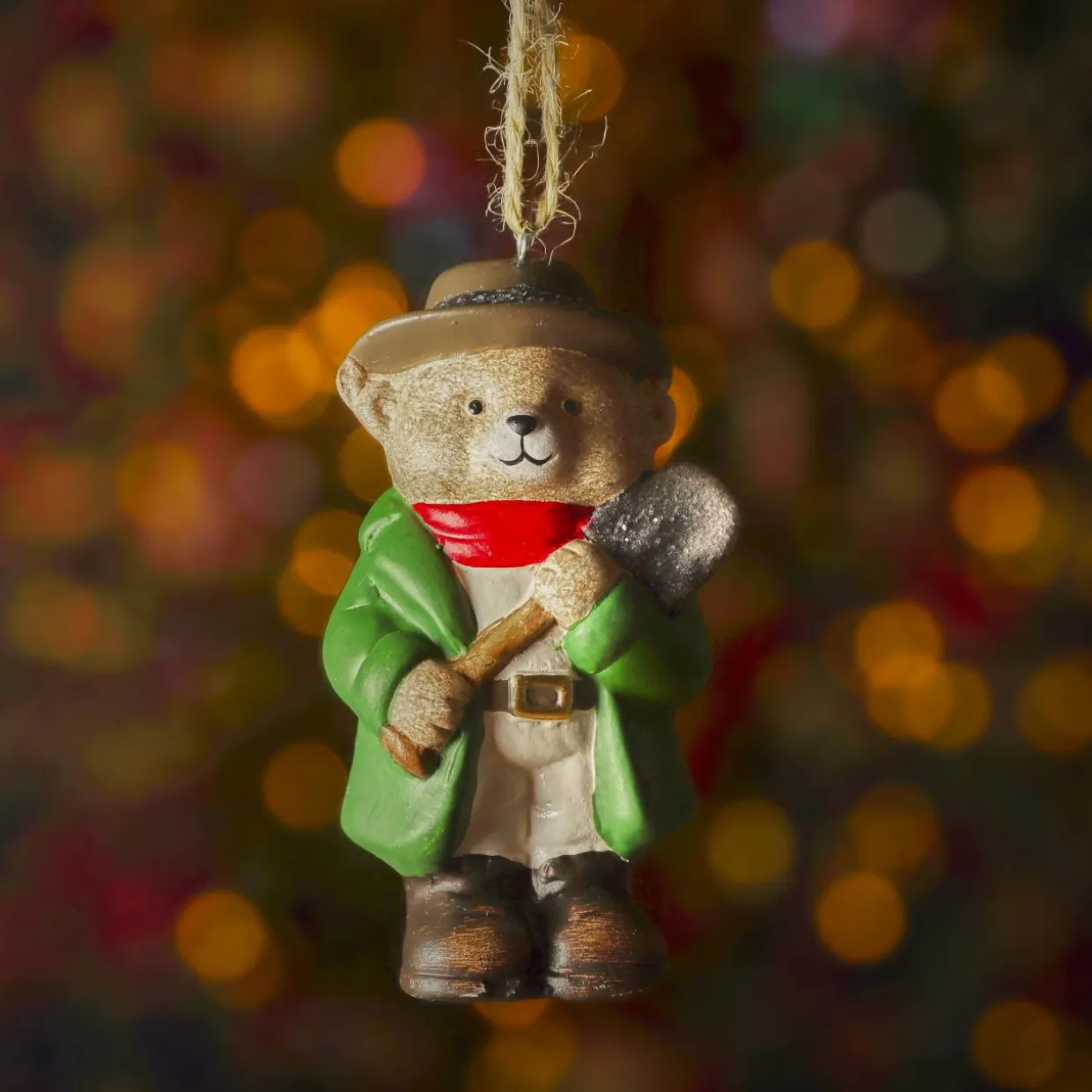 Suspension de Noël en terre cuite (H9 cm) Petit Ours Vert