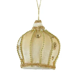 Suspension de Noël en velours (H10 cm) Couronne Velours Or