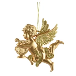 Suspension de Noël (H9 cm) Ange gardien Or pailleté