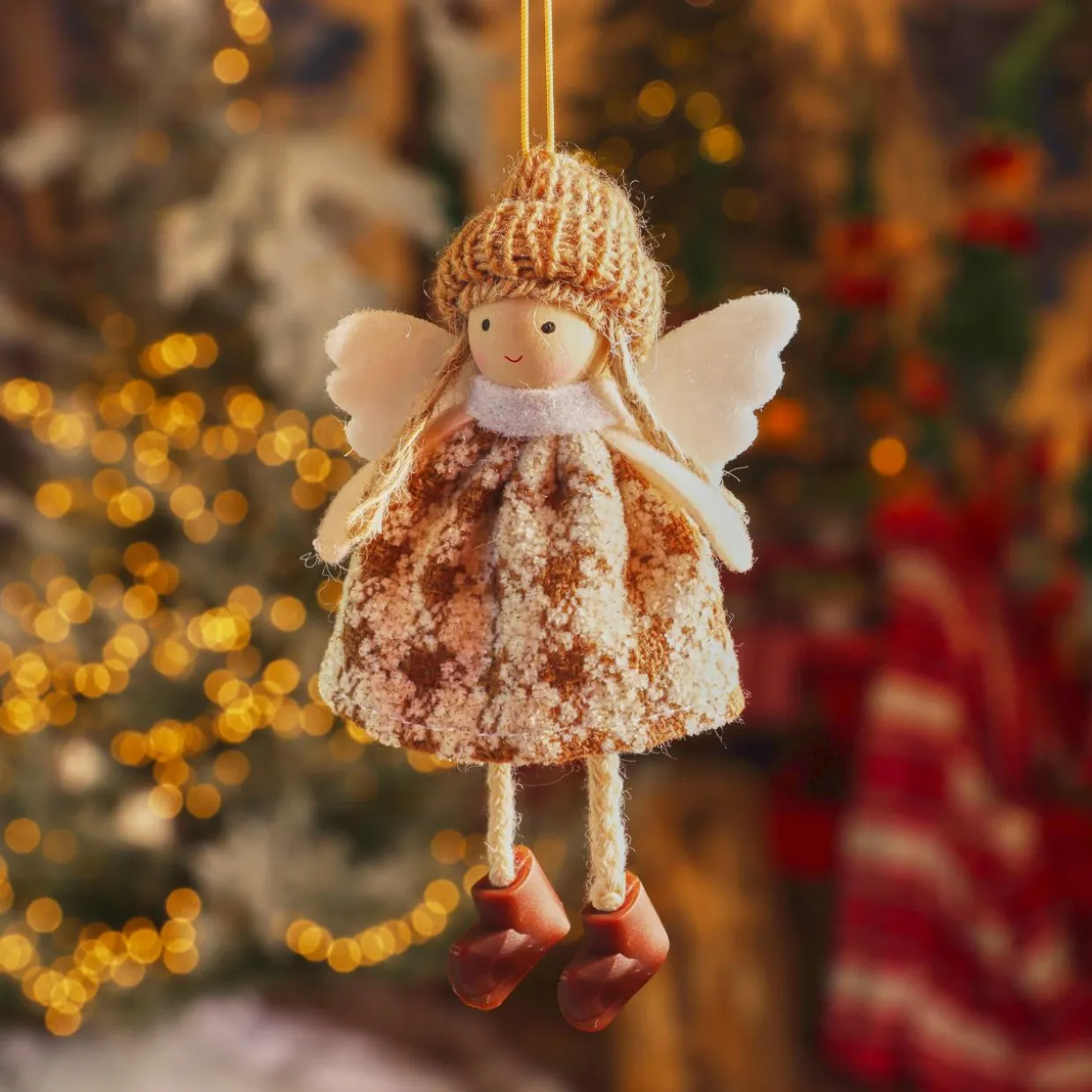 Suspension de Noël (H13 cm) Ange Isy Marron