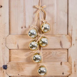 Suspension de Noël (H70 cm) Boules et nœud velours Doré