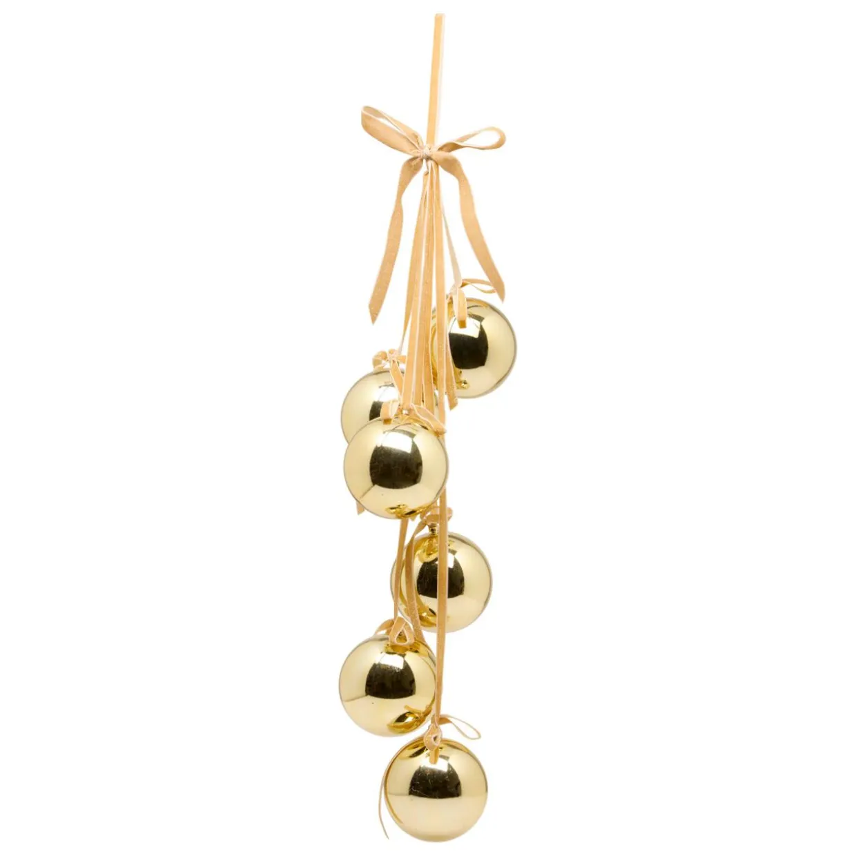 Suspension de Noël (H70 cm) Boules et nœud velours Doré