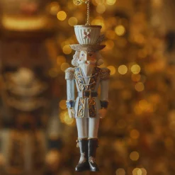 Suspension de Noël (H12 cm) Casse-noisette Tea time Bleu et blanc