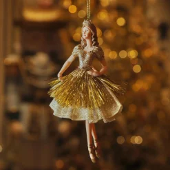 Suspension de Noël (H16 cm) Fée ballerine Or