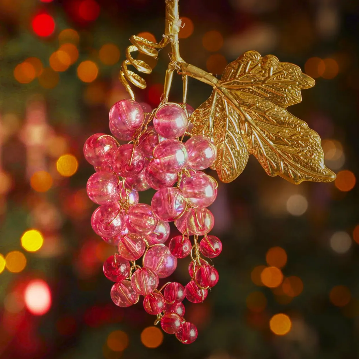 Suspension de Noël (H11 cm) Grappe givré Figue et or