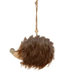 Suspension de Noël (H12 cm) Hérisson douce fourrure Brun