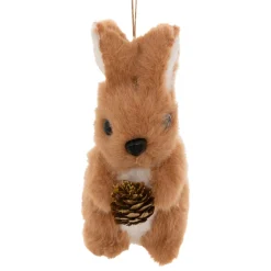 Suspension de Noël (H12 cm) Lapin et pomme de pin Caramel