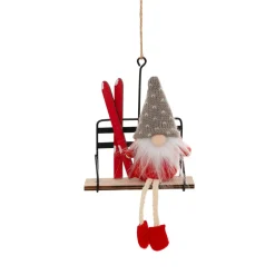 Suspension de Noël (H19 cm) Lutin sur télésiège
