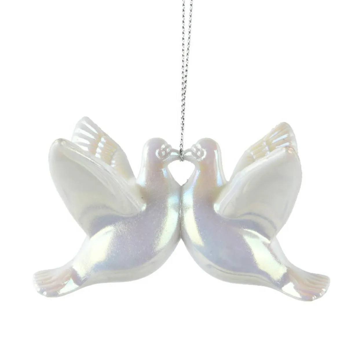Suspension de Noël (H6 cm) Oiseau des neiges Blanc nacré