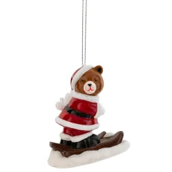 Suspension de Noël (H9 cm) Ourson skieur en folie