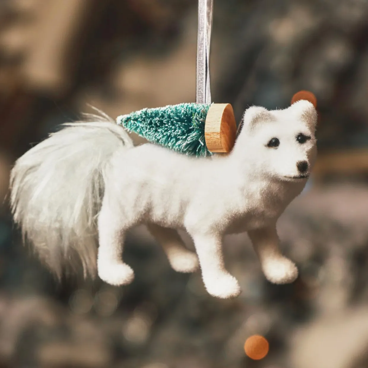 Suspension de Noël (H7 cm) Renard filou Blanc