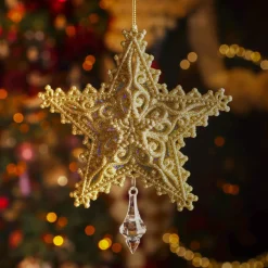 Suspension de Noël (H13 cm) Étoile de Rêve Doré pailleté