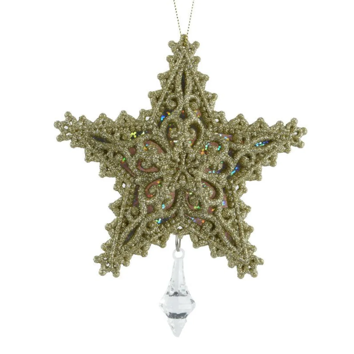 Suspension de Noël (H13 cm) Étoile de Rêve Doré pailleté