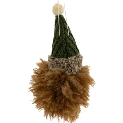 Suspension de Noël (H15 cm) Tête de Hérisson Marron clair