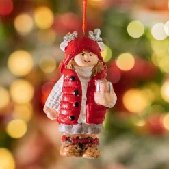 Suspension de Noël terre cuite (H8 cm) Chérubine Rouge