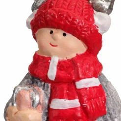 Suspension de Noël terre cuite (H8 cm) Chérubin Rouge