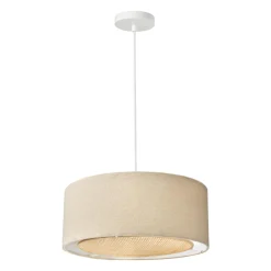 Suspension lin et bambou (D35 cm) Ambre Beige