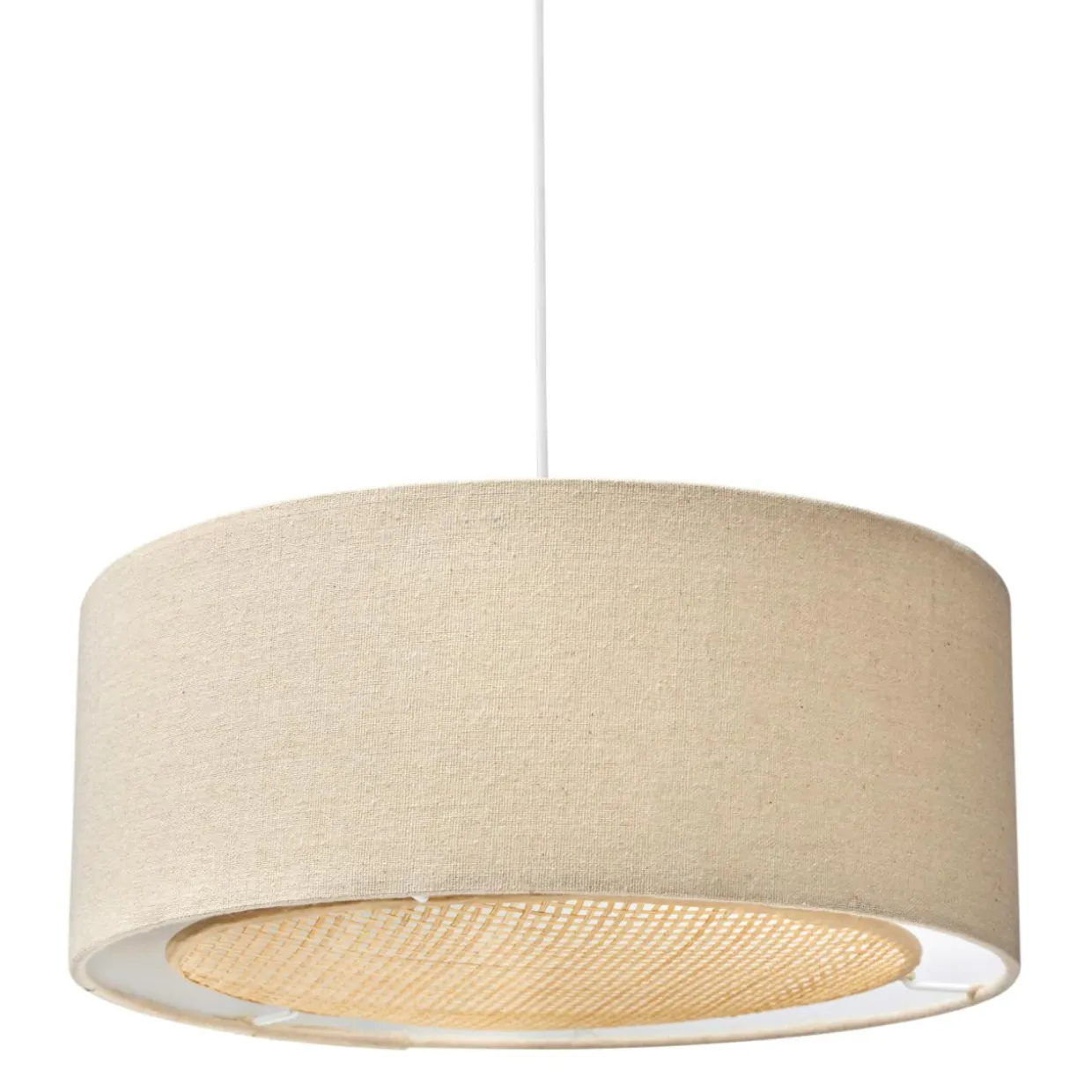 Suspension lin et bambou (D35 cm) Ambre Beige
