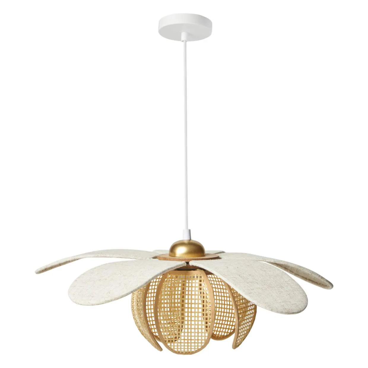 Suspension lin et bambou (D50 cm) Madagascar Beige