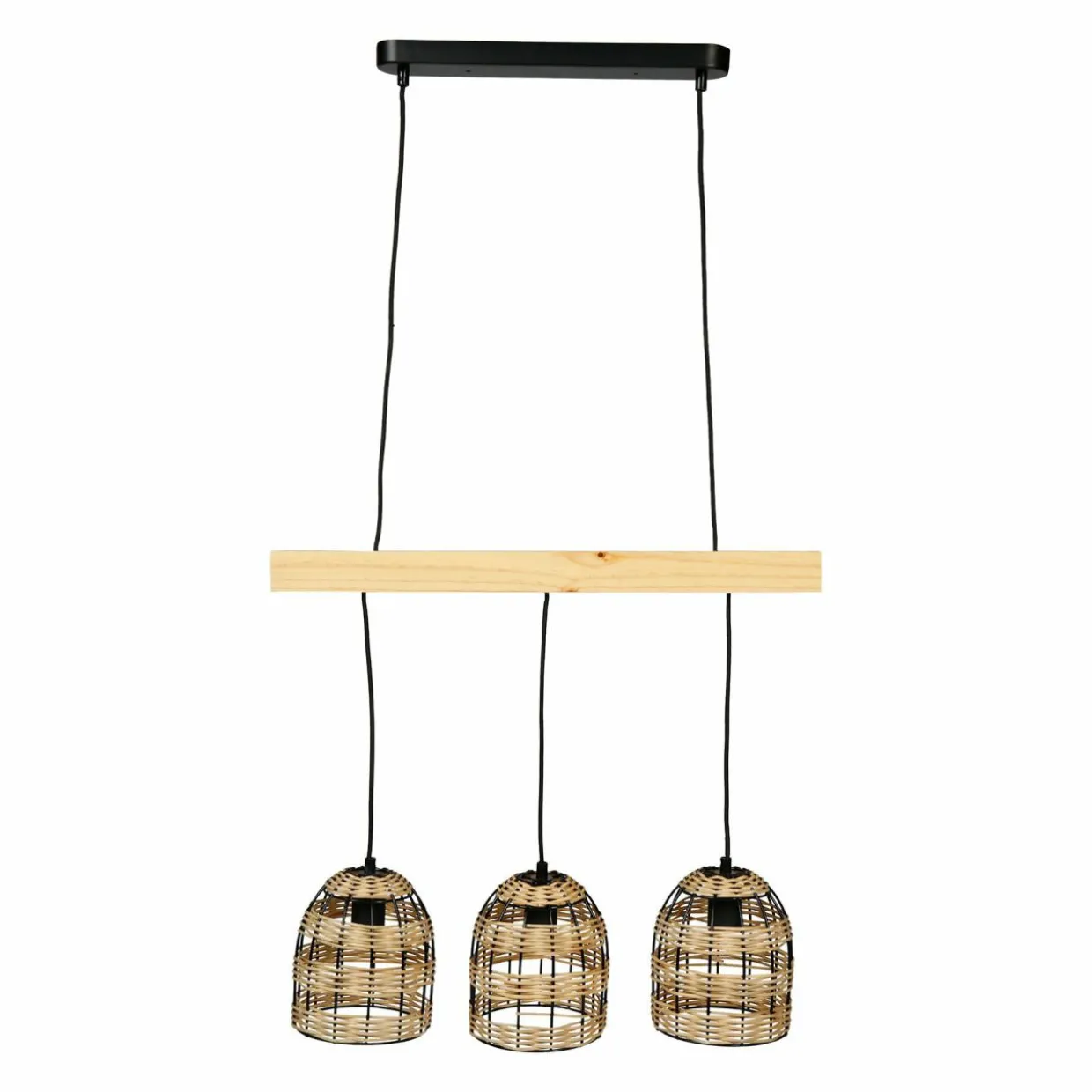 Suspension lumineuse bambou 3 douilles (L60 cm) Domo Naturel