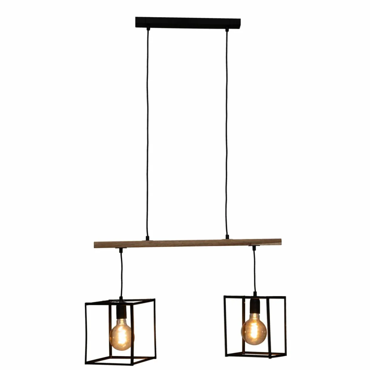 Suspension lumineuse bois acacia (L70 x H120 cm) Edena Noir