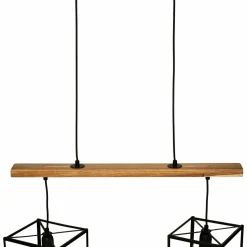 Suspension lumineuse bois acacia (L70 x H120 cm) Edena Noir