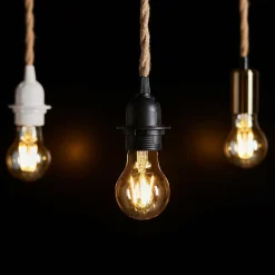 Suspension lumineuse chanvre (H90 cm) Corde Naturel et noir