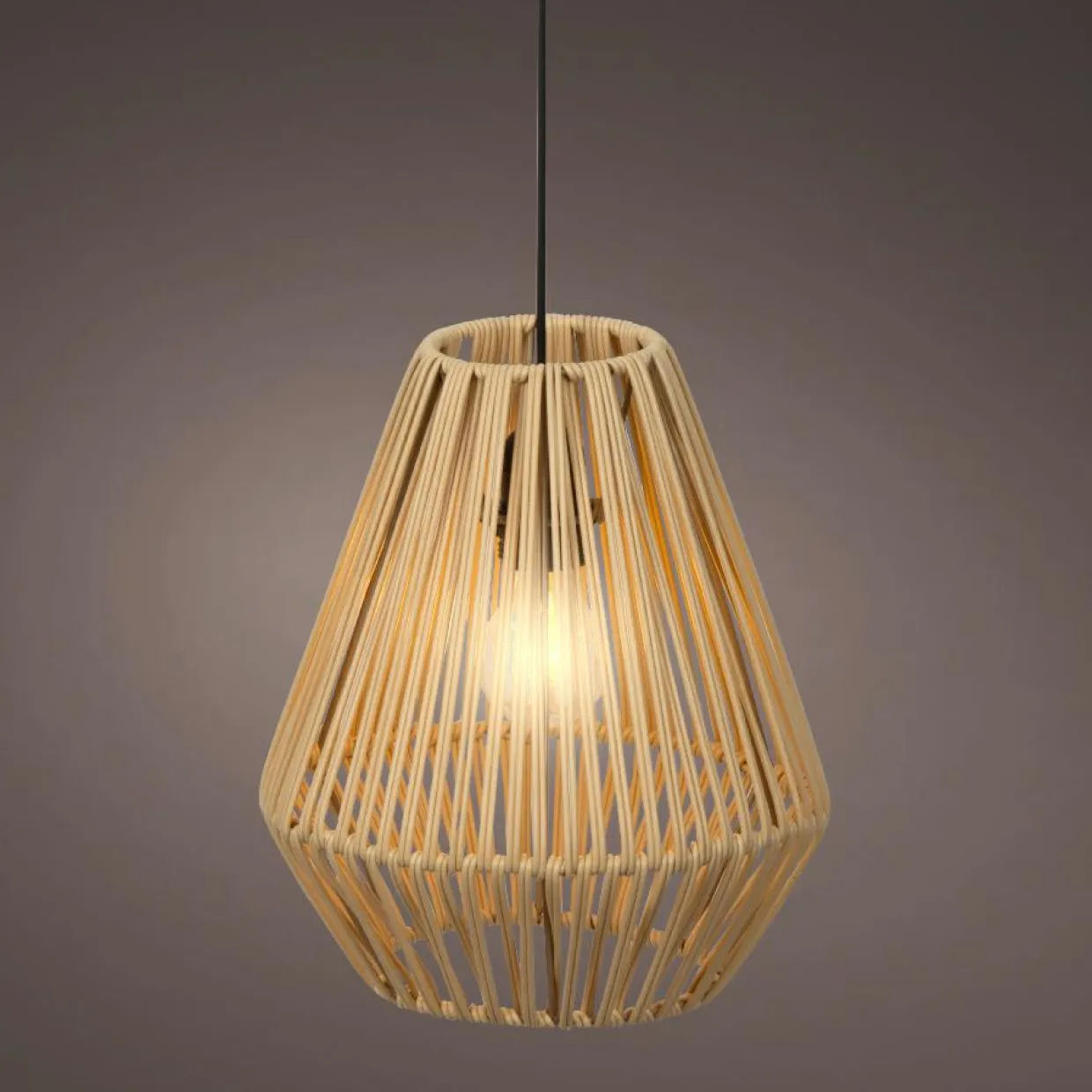 Suspension lumineuse de jardin à piles 15 LED (H27 cm) Messya Naturel