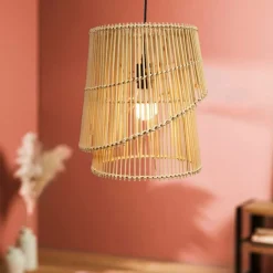 Suspension lumineuse design en bambou (H36 cm) Alicante Naturel