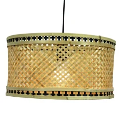 Suspension lumineuse en bambou (D40 cm) Estepona Noir et naturel