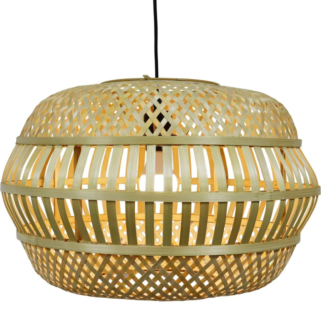 Suspension lumineuse en bambou ajouré (D50 cm) Manresa Naturel