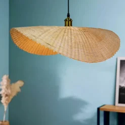 Suspension lumineuse en bambou tressé (D60 cm) Calvià Naturel