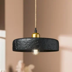 Suspension lumineuse en ciment (D25 cm) Portland Noir