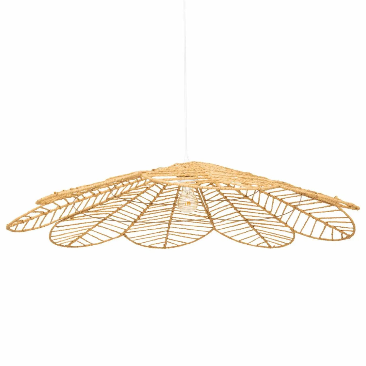 Suspension lumineuse en corde (D98 cm) Fleur Folk Naturel