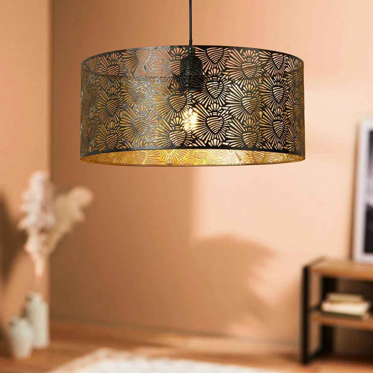Suspension lumineuse en métal (D35 cm) Corazon Noir