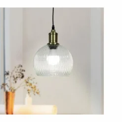Suspension lumineuse en verre (D20 cm) Velden Transparent