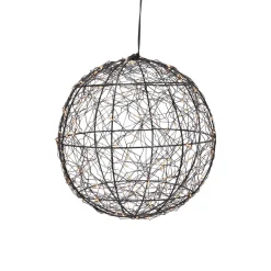Suspension lumineuse 300 micro LED (D25 cm) Lueur Polaire Noir et Blanc chaud