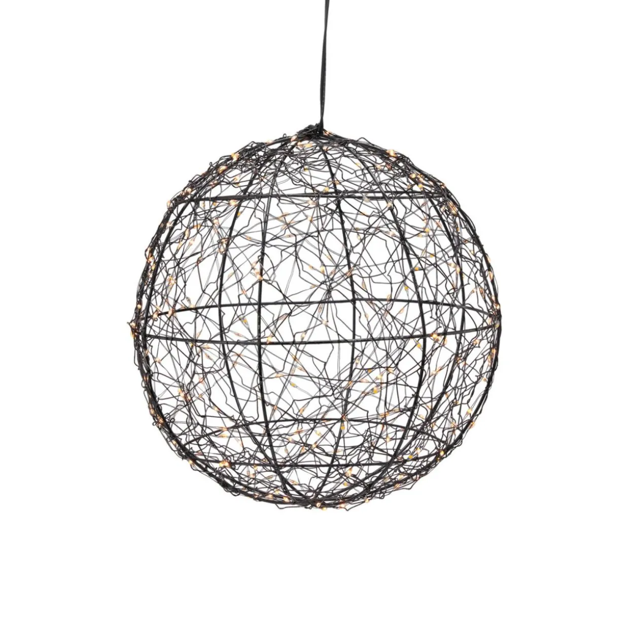 Suspension lumineuse 300 micro LED (D25 cm) Lueur Polaire Noir et Blanc chaud
