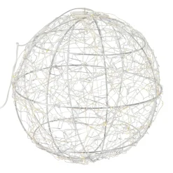 Suspension lumineuse 300 micro LED (D25 cm) Lueur Polaire Argent et blanc chaud