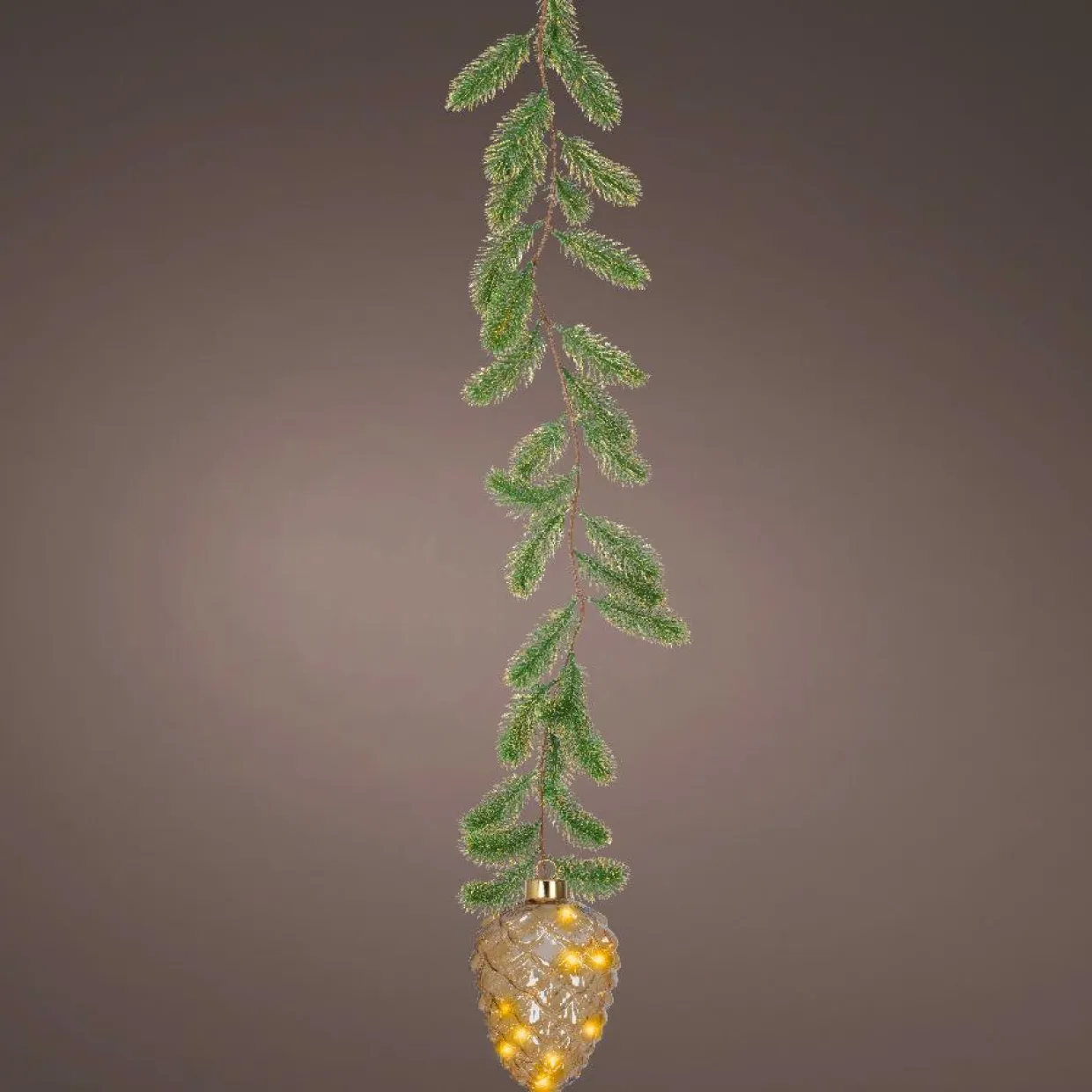 Suspension lumineuse à piles 15 LED (H21 cm) Sapinette et Pomme de pin Blanc chaud
