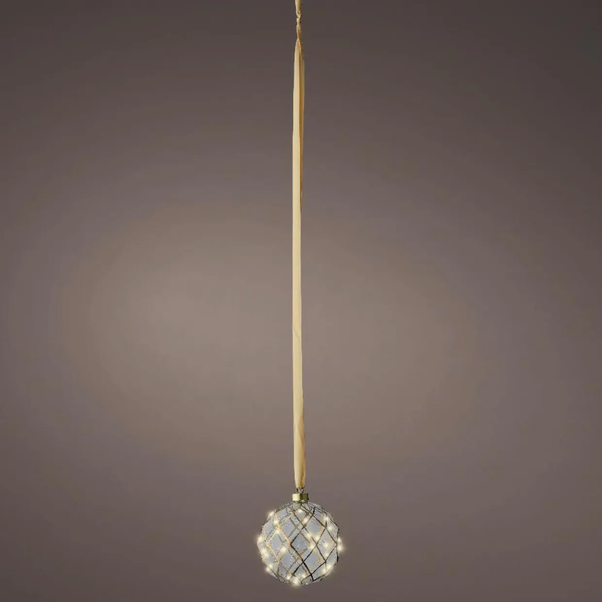 Suspension lumineuse à piles 30 LED (D14 cm) Vintage Or et blanc chaud