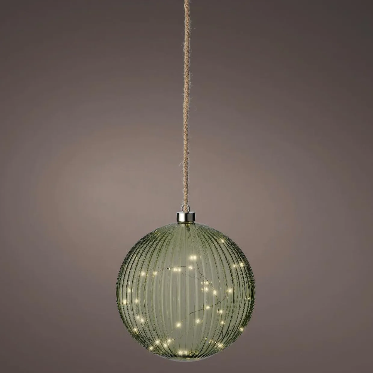 Suspension lumineuse à piles 40 LED (D20 cm) Vintage Thé vert/blanc chaud