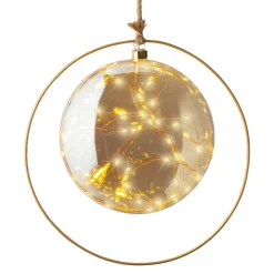 Suspension lumineuse à piles 40 LED (D26 cm) Lune d’Hiver Ambre et blanc chaud