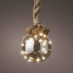 Suspension lumineuse à piles 30 LED (D14 cm) Boule de Noël ambrée Blanc chaud