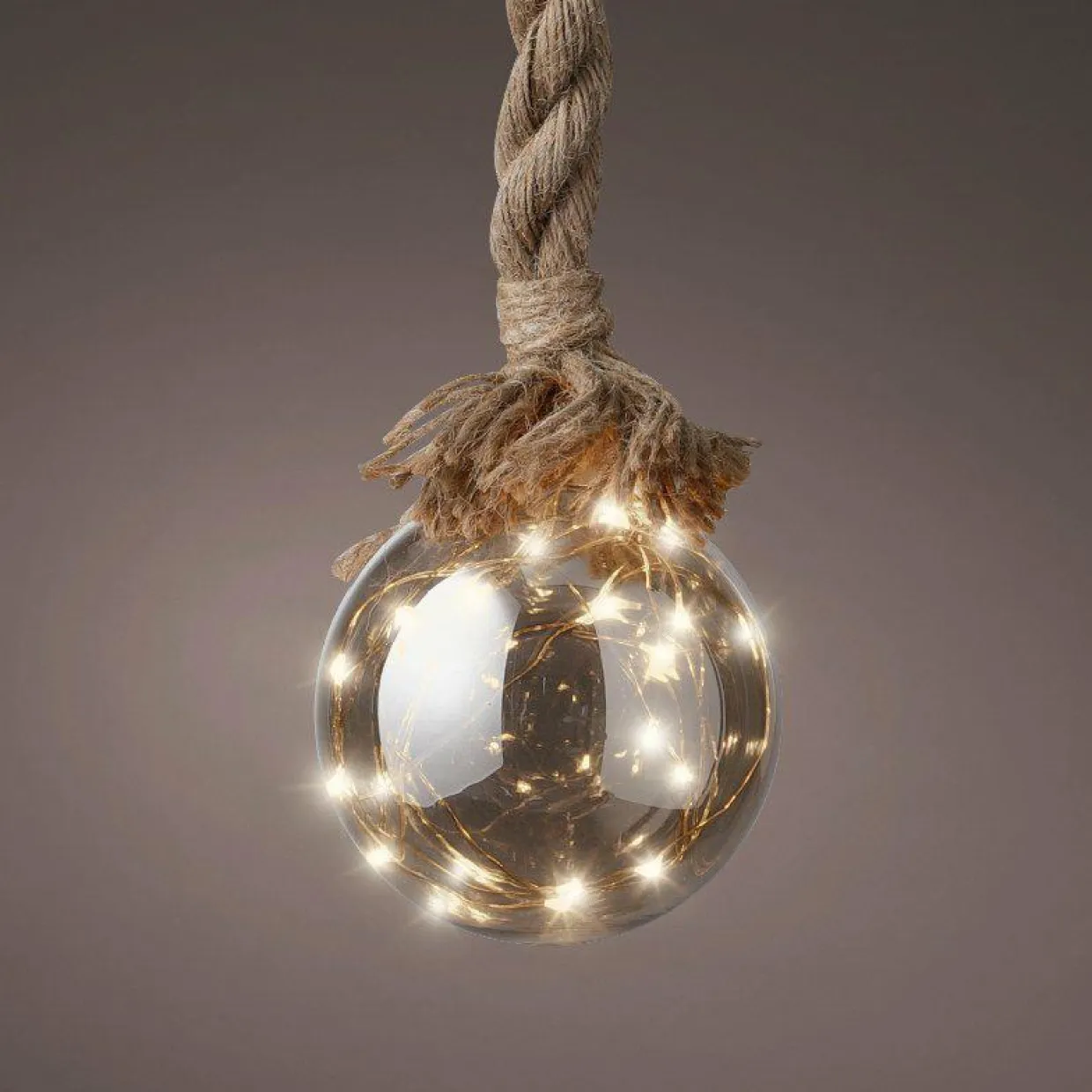 Suspension lumineuse à piles 30 LED (D14 cm) Boule de Noël ambrée Blanc chaud